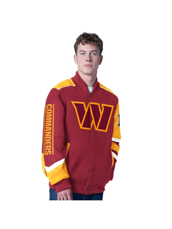 Men's G-III Sports by Carl Banks Burgundy Washington Commanders Prime Time Full-Zip Racing Jacket