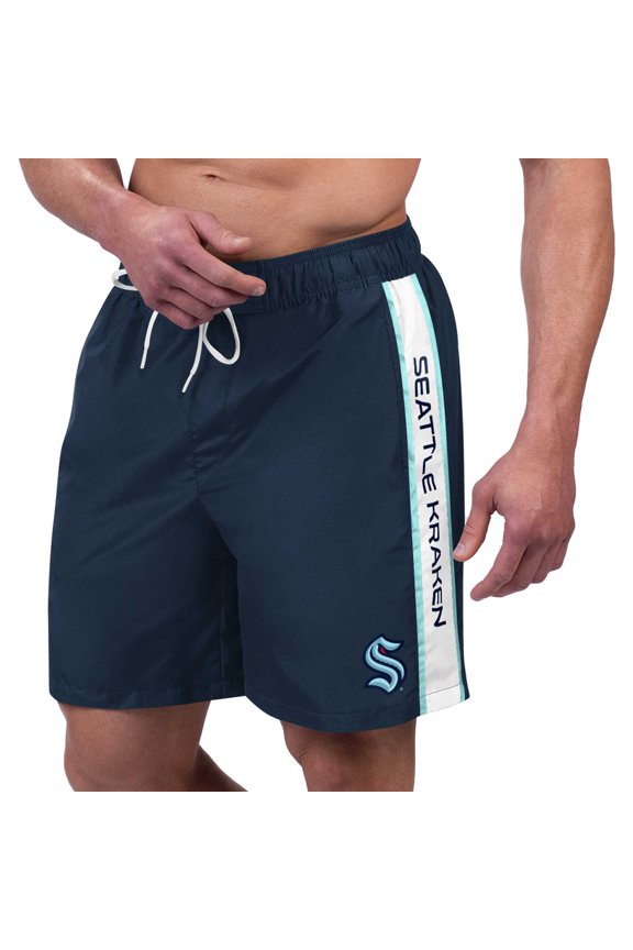 Men's G-III Sports by Carl Banks Deep Sea Blue Seattle Kraken Streamline Volley Swim Trunks