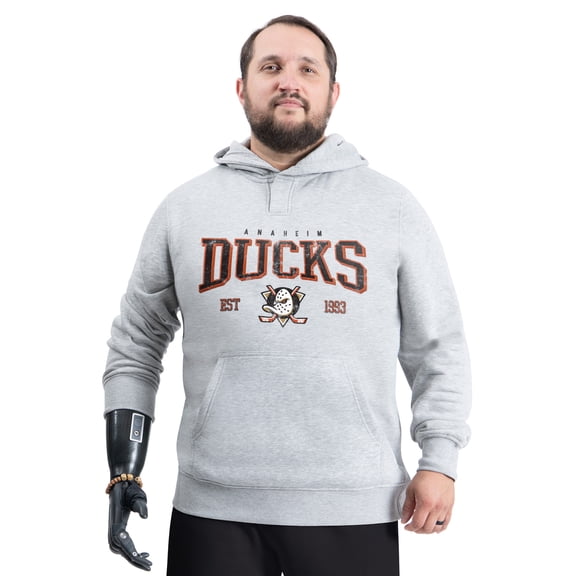 Men's G-III Sports by Carl Banks Gray Anaheim Ducks Adaptive Classic Team Spirit Fleece Hoodie