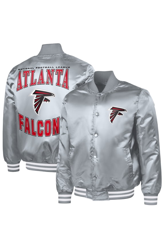 Men's G-III Sports by Carl Banks  Gray Atlanta Falcons Adaptive Full-Snap Varsity Jacket