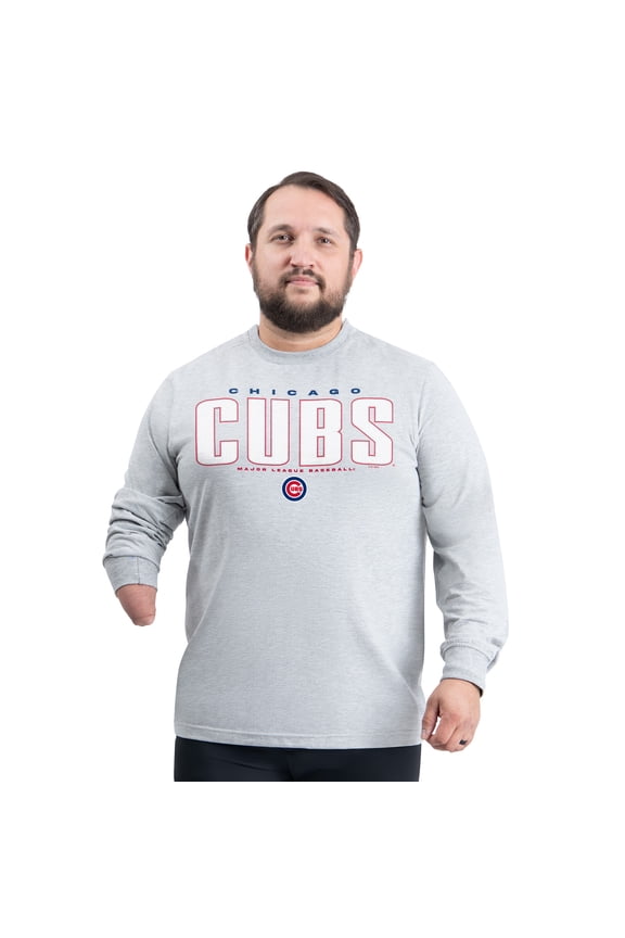 Men's G-III Sports by Carl Banks Gray Chicago Cubs Adaptive Long Sleeve T-Shirt