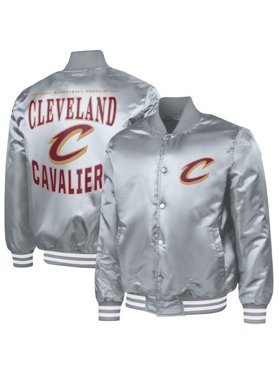 Men's G-III Sports by Carl Banks Gray Cleveland Cavaliers Adaptive Bold Logo Satin Varsity Jacket
