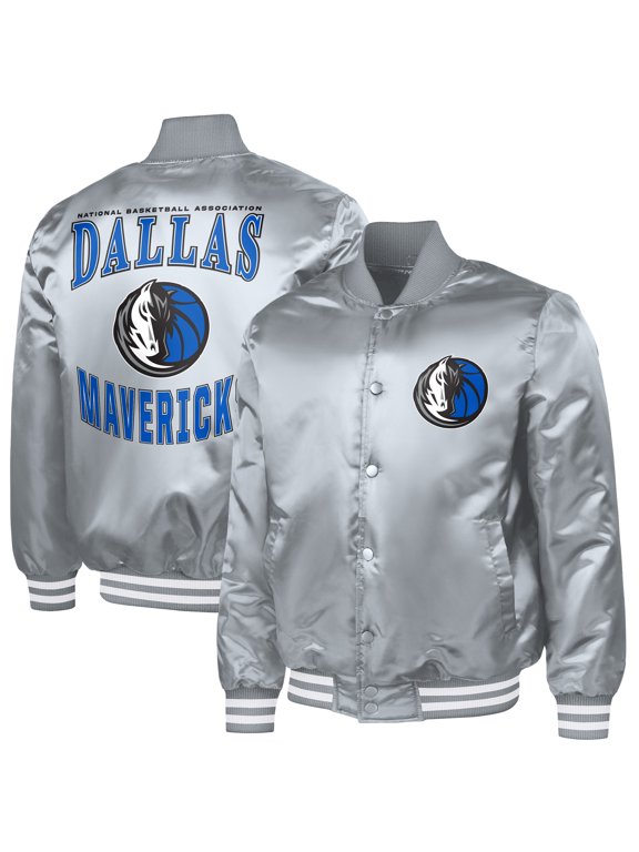 Men's G-III Sports by Carl Banks Gray Dallas Mavericks Adaptive Bold Logo Satin Varsity Jacket