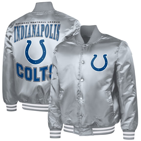 Men's G-III Sports by Carl Banks  Gray Indianapolis Colts Adaptive Full-Snap Varsity Jacket