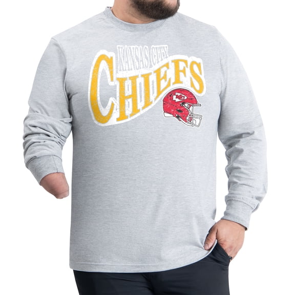 Men's G-III Sports by Carl Banks Gray Kansas City Chiefs Adaptive Twisted Team Graphics Long Sleeve T-Shirt