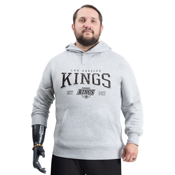 Men's G-III Sports by Carl Banks Gray Los Angeles Kings Adaptive Classic Team Spirit Fleece Hoodie
