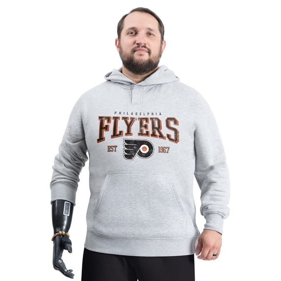 Men's G-III Sports by Carl Banks Gray Philadelphia Flyers Adaptive Classic Team Spirit Fleece Hoodie