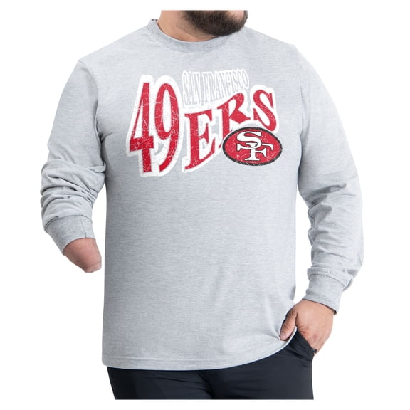 Men's G-III Sports by Carl Banks Gray San Francisco 49ers Adaptive Twisted Team Graphics Long Sleeve T-Shirt