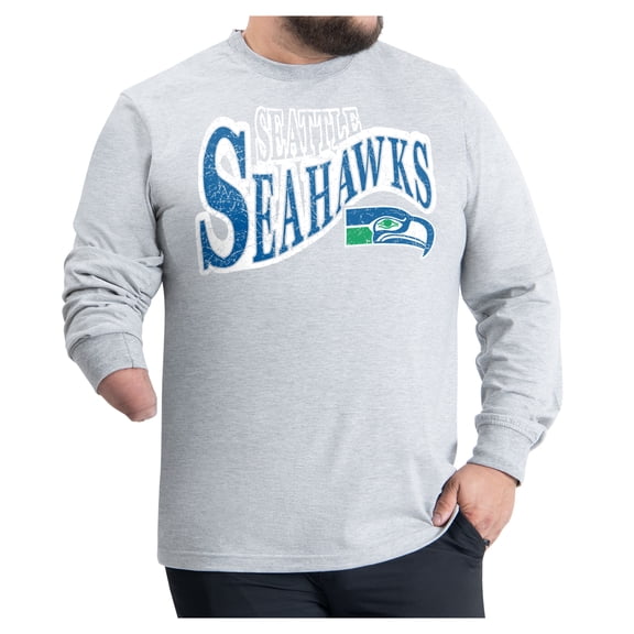 Men's G-III Sports by Carl Banks Gray Seattle Seahawks Adaptive Twisted Team Graphics Long Sleeve T-Shirt