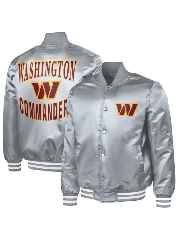 Men's G-III Sports by Carl Banks Gray Washington Commanders Adaptive Full-Snap Varsity Jacket