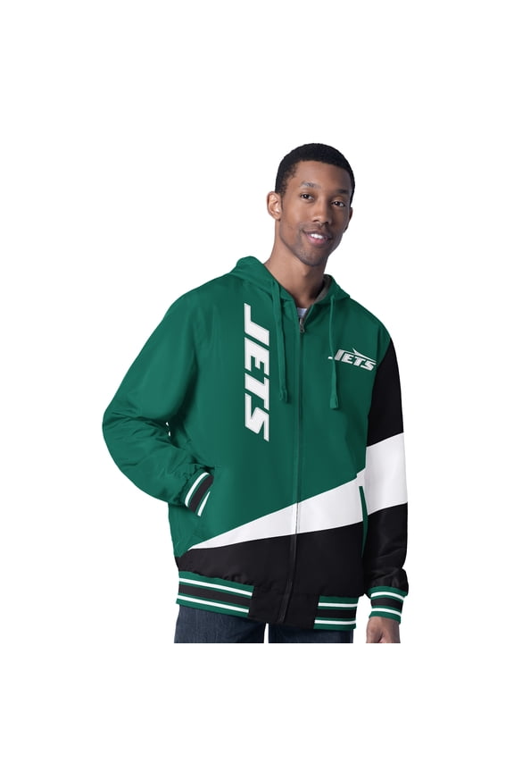 Men's G-III Sports by Carl Banks Green/Charcoal New York Jets Dual Threat Reversable Full-Zip Hooded Jacket