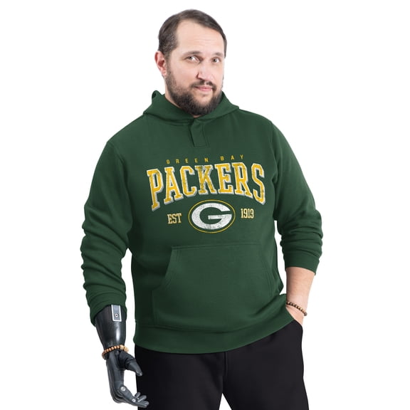 Men's G-III Sports by Carl Banks Green Green Bay Packers Adaptive Team Spirit Graphic Fleece Pullover Hoodie