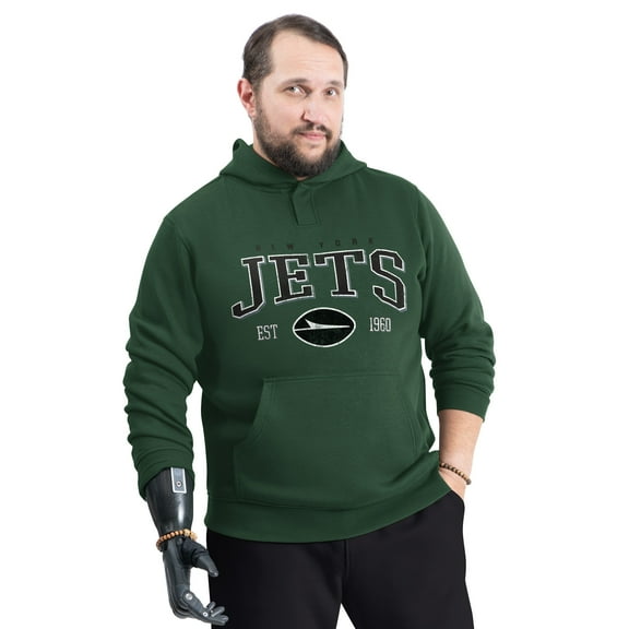 Men's G-III Sports by Carl Banks Green New York Jets Adaptive Team Spirit Graphic Fleece Pullover Hoodie
