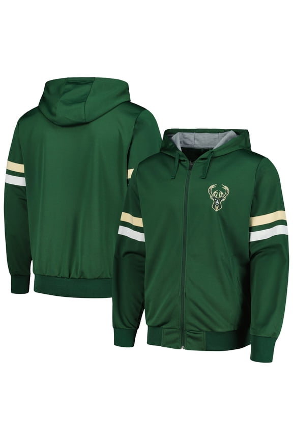 Men's G-III Sports by Carl Banks Hunter Green Milwaukee Bucks Contender Full-Zip Hoodie Jacket