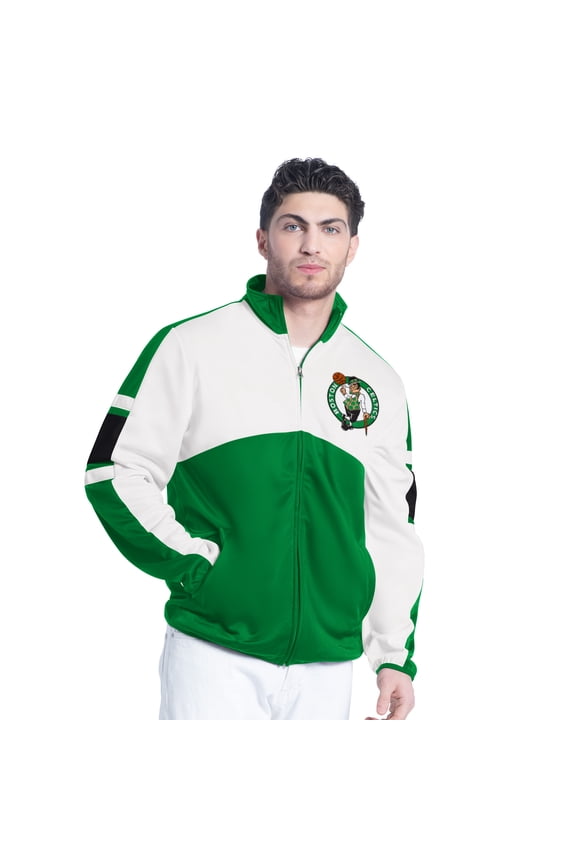 Men's G-III Sports by Carl Banks Kelly Green/White Boston Celtics Back Field Full-Zip Track Jacket
