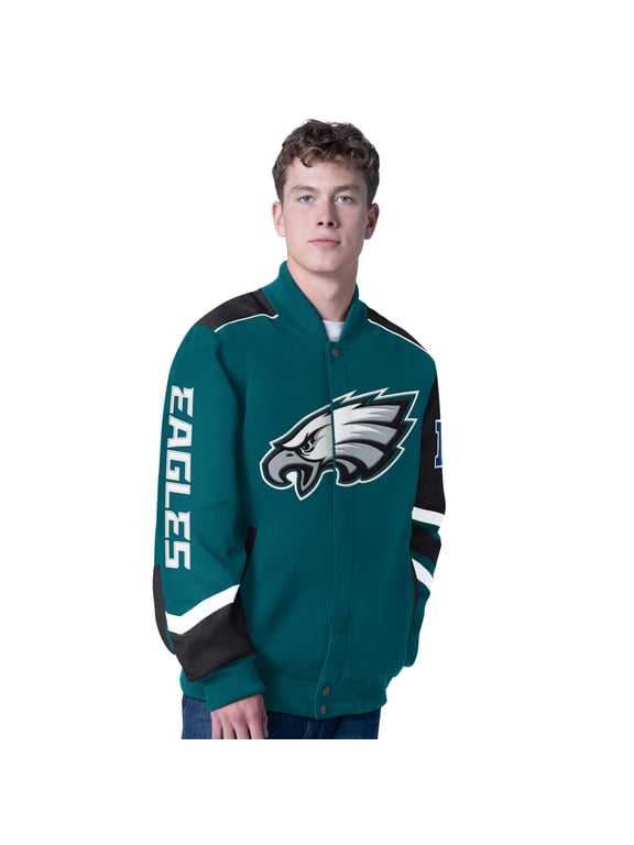 Men's G-III Sports by Carl Banks Midnight Green Philadelphia Eagles Prime Time Full-Zip Racing Jacket