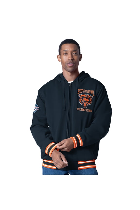 Men's G-III Sports by Carl Banks Navy Chicago Bears Power Forward Commemorative Full-Zip Hooded Jacket