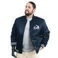 thumbnail image 1 of Men's G-III Sports by Carl Banks Navy Colorado Avalanche Adaptive Bold Logo Satin Full-Snap Varsity Jacket, 1 of 5