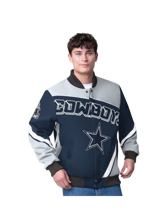 Men's G-III Sports by Carl Banks Navy Dallas Cowboys Maximum Racing Full-Snap Jacket