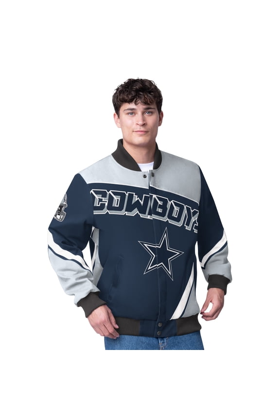 Men's G-III Sports by Carl Banks Navy Dallas Cowboys Maximum Racing Full-Snap Jacket
