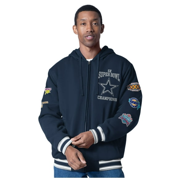 Men's G-III Sports by Carl Banks  Navy Dallas Cowboys Power Forward Commemorative Full-Zip Hooded Jacket