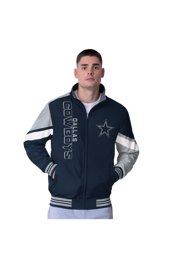 Men's G-III Sports by Carl Banks Navy Dallas Cowboys Strong Arm Reversible Full-Zip Jacket