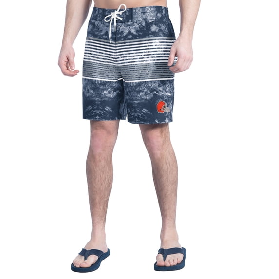 Men's G-III Sports by Carl Banks Navy/Gray Cleveland Browns Horizon Volley Swim Shorts