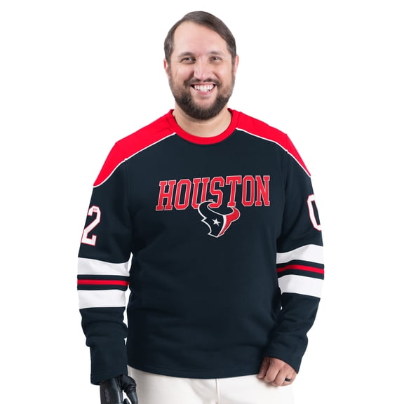 Men's G-III Sports by Carl Banks Navy Houston Texans Adaptive Lord Stanley Crewneck Sweatshirt