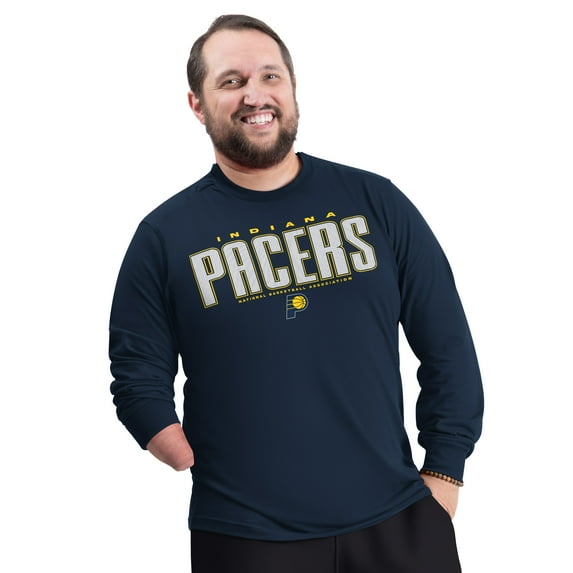Men's G-III Sports by Carl Banks Navy Indiana Pacers Adaptive Printed Mesh Effect Long Sleeve T-Shirt