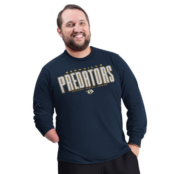 Men's G-III Sports by Carl Banks Navy Nashville Predators Adaptive Mesh Effect Long Sleeve T-Shirt