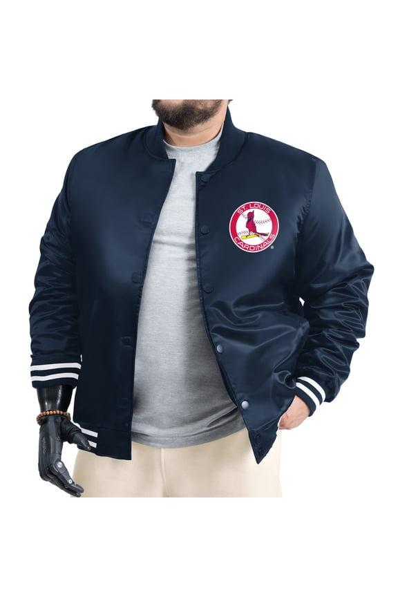Men's G-III Sports by Carl Banks Navy St. Louis Cardinals Cooperstown Adaptive Satin Full-Snap Varsity Jacket