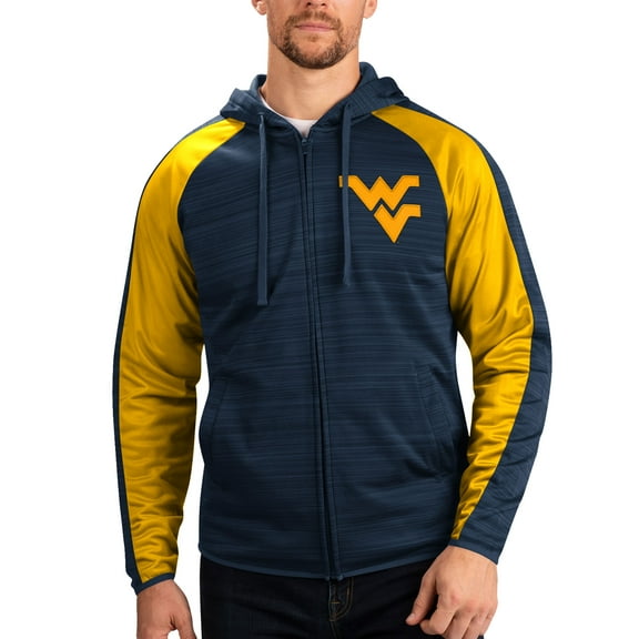 Men's G-III Sports by Carl Banks Navy West Virginia Mountaineers Neutral Zone Raglan Full-Zip Track Jacket Hoodie