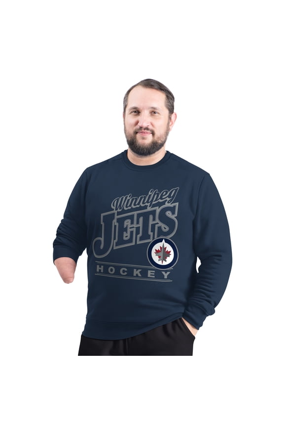Men's G-III Sports by Carl Banks Navy Winnipeg Jets Adaptive Headliner Fleece Sweatshirt