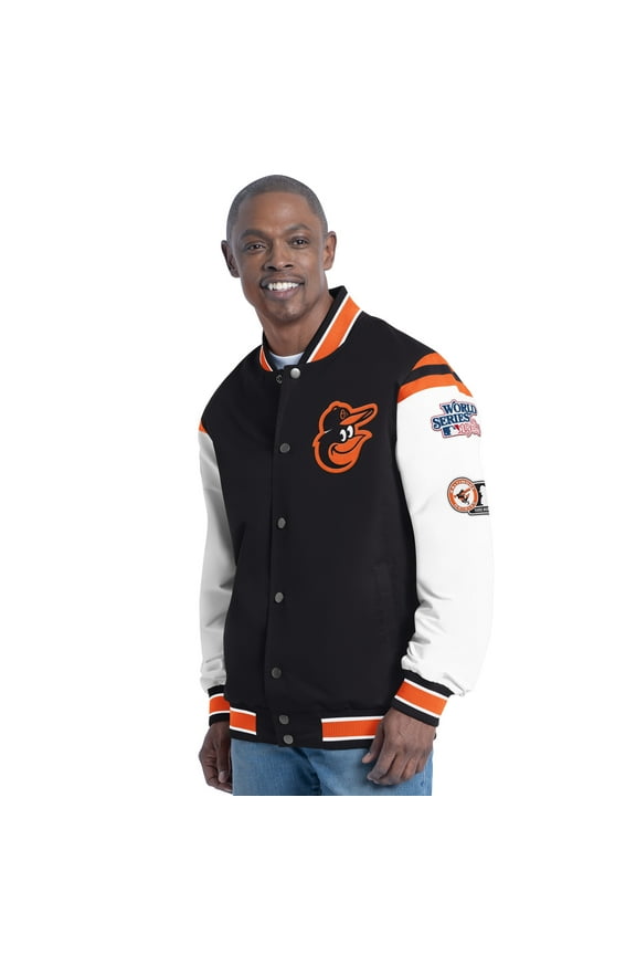 Men's-G-III Sports by Carl Banks  Orange Baltimore Orioles Recruit Commemorative Full-Snap Varsity Jacket