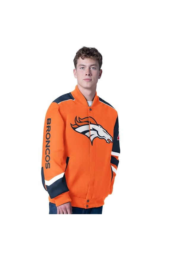 Men's G-III Sports by Carl Banks Orange Denver Broncos Prime Time Full-Zip Racing Jacket