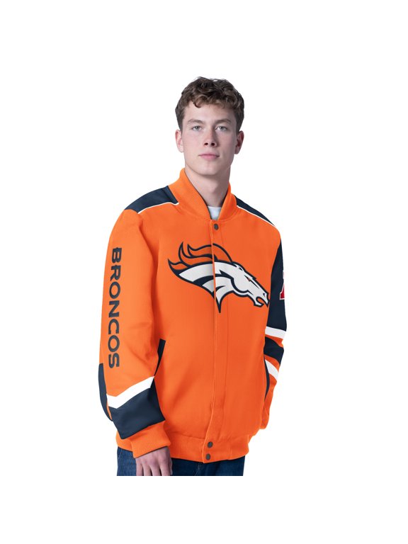 Men's G-III Sports by Carl Banks Orange Denver Broncos Prime Time Full-Zip Racing Jacket