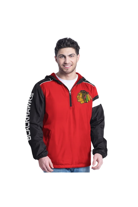 Men's G-III Sports by Carl Banks Red/Black Chicago Blackhawks Lateral Half-Zip Hoodie Jacket