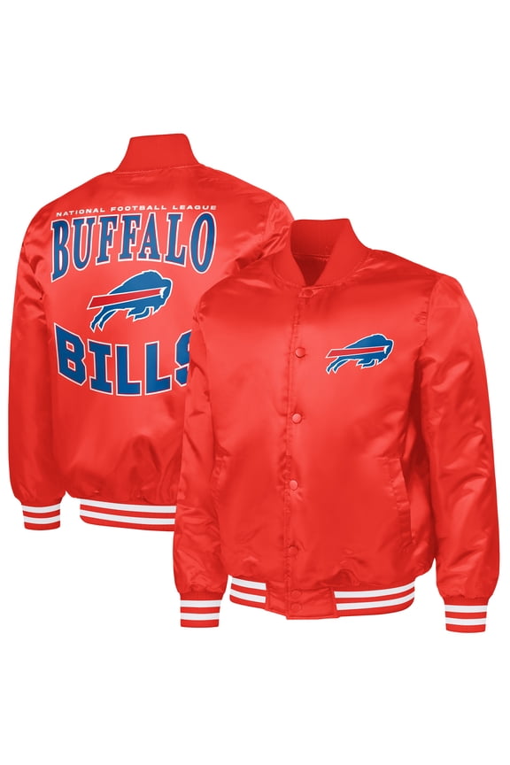 Men's G-III Sports by Carl Banks Red Buffalo Bills Adaptive Team Graphic Satin Full-Snap Varsity Jacket