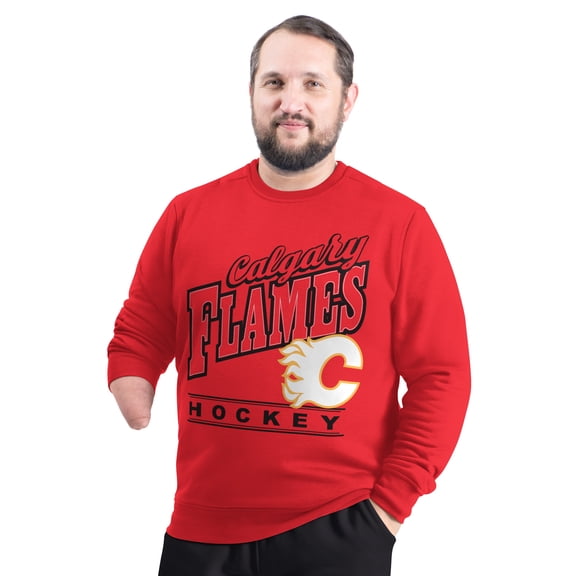 Men's G-III Sports by Carl Banks Red Calgary Flames Adaptive Headliner Fleece Sweatshirt