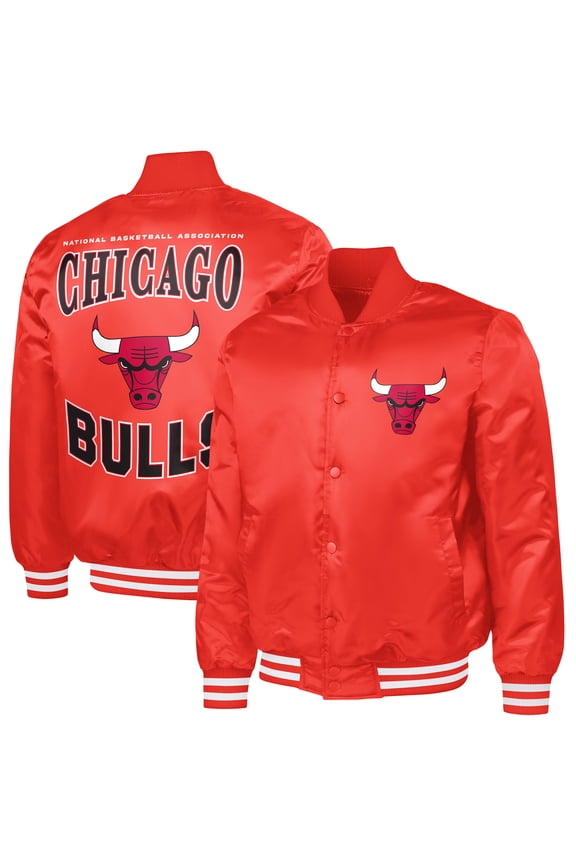 Men's G-III Sports by Carl Banks Red Chicago Bulls Adaptive Bold Logo Satin Varsity Jacket