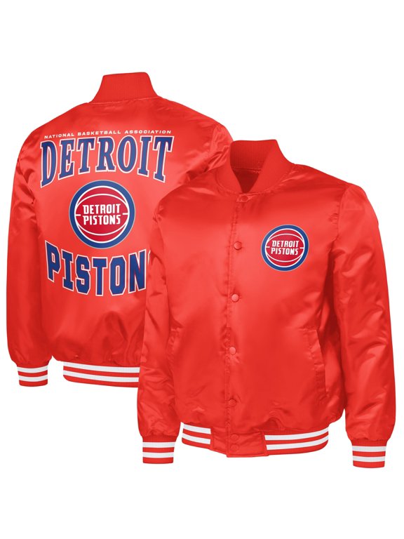 Men's G-III Sports by Carl Banks Red Detroit Pistons Adaptive Bold Logo Satin Varsity Jacket