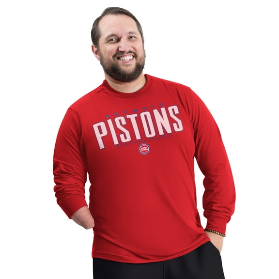 Men's G-III Sports by Carl Banks Red Detroit Pistons Adaptive Printed Mesh Effect Long Sleeve T-Shirt
