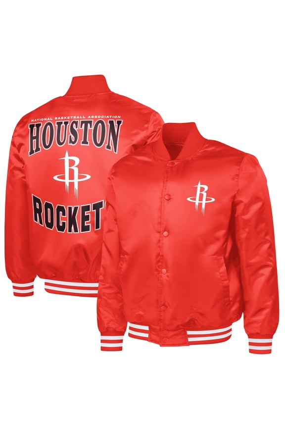 Men's G-III Sports by Carl Banks Red Houston Rockets Adaptive Bold Logo Satin Varsity Jacket