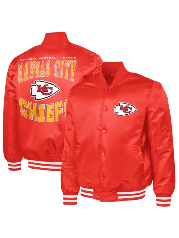 Men's G-III Sports by Carl Banks Red Kansas City Chiefs Adaptive Team Graphic Satin Full-Snap Varsity Jacket