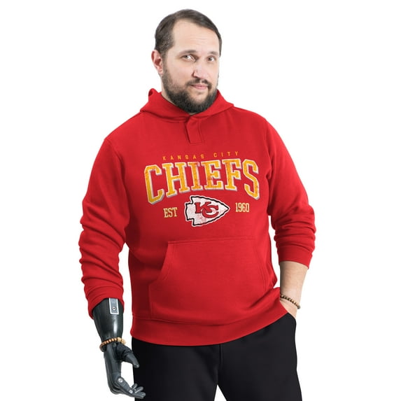 Men's G-III Sports by Carl Banks Red Kansas City Chiefs Adaptive Team Spirit Graphic Fleece Pullover Hoodie