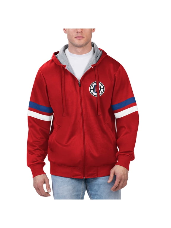 Men's G-III Sports by Carl Banks Red LA Clippers Contender Full-Zip Hoodie Jacket