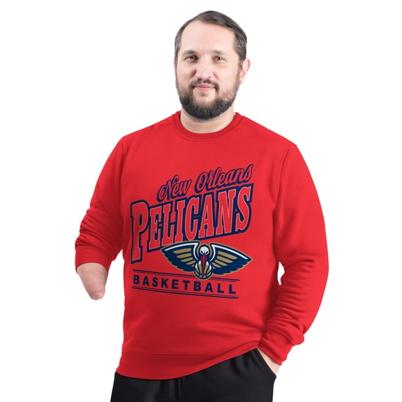 Men's G-III Sports by Carl Banks Red New Orleans Pelicans Adaptive Headliner Fleece Crewneck Sweatshirt
