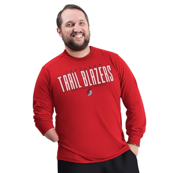 Men's G-III Sports by Carl Banks Red Portland Trail Blazers Adaptive Printed Mesh Effect Long Sleeve T-Shirt