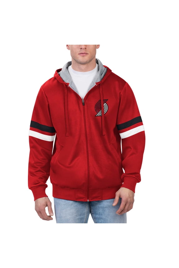 Men's G-III Sports by Carl Banks Red Portland Trail Blazers Contender Full-Zip Hoodie Jacket