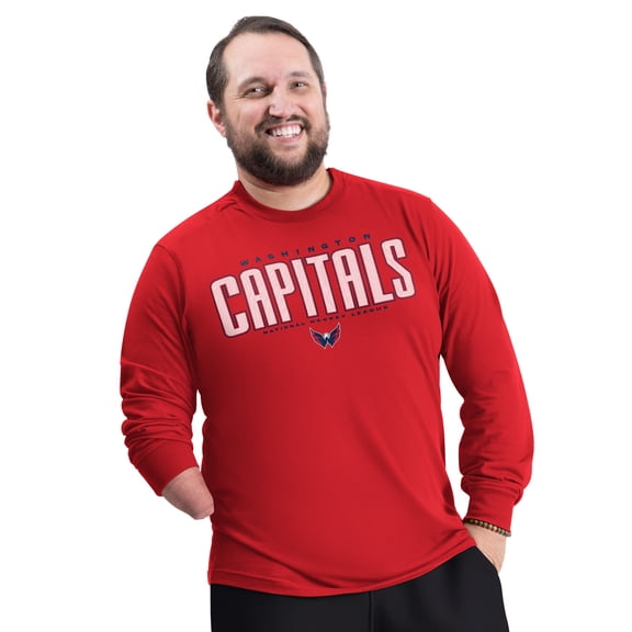 Men's G-III Sports by Carl Banks Red Washington Capitals Adaptive Mesh Effect Long Sleeve T-Shirt